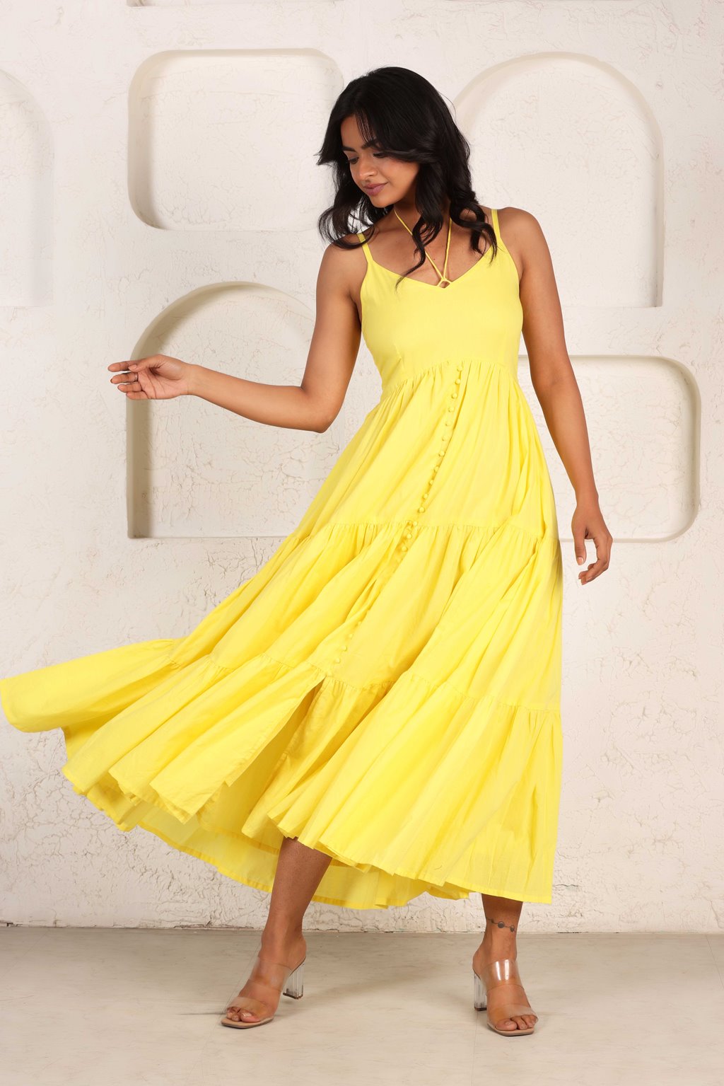 Lime Yellow Maxi Tiered Dress – Local Nation