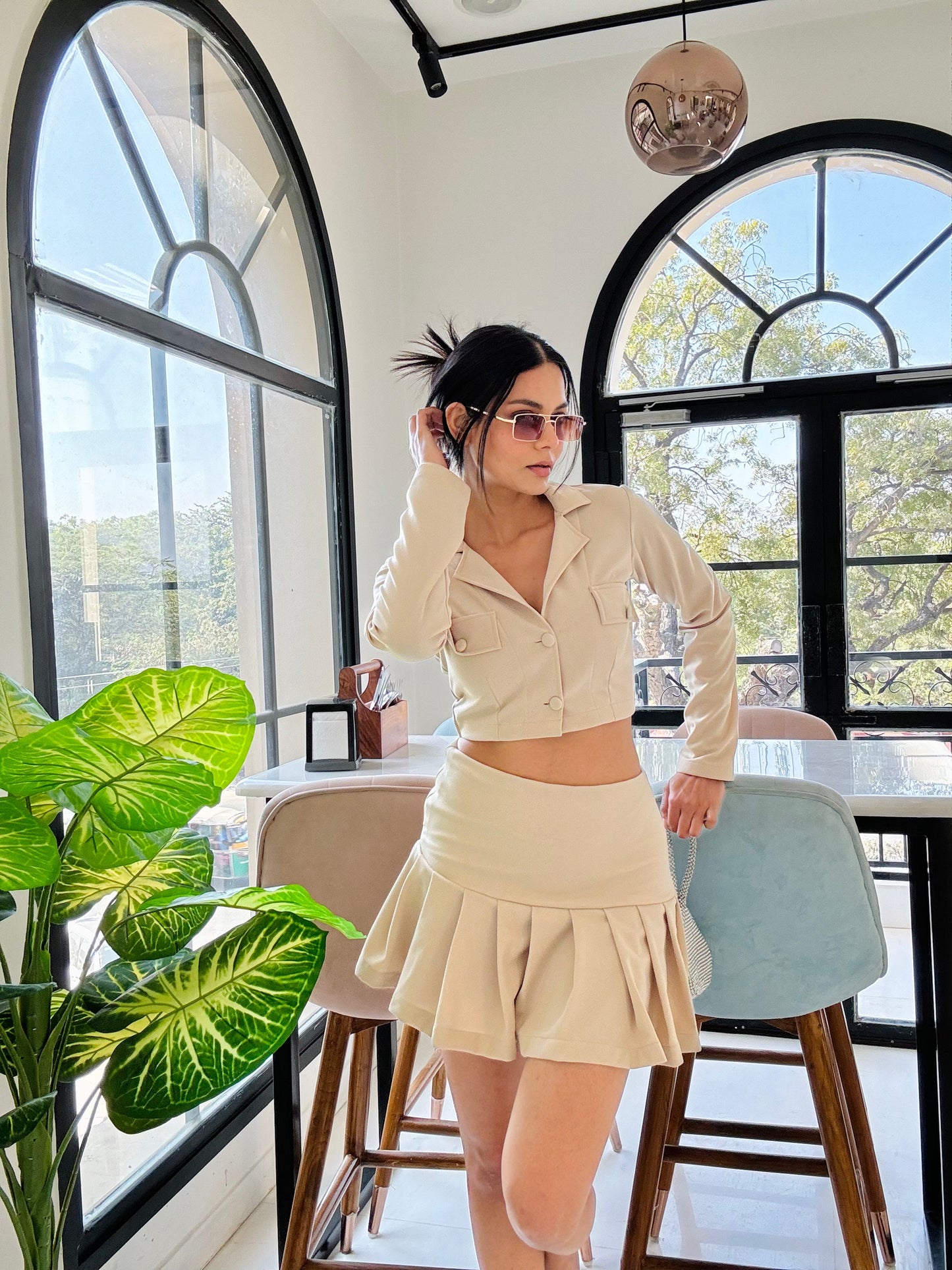 Beige Lycra Blair Set