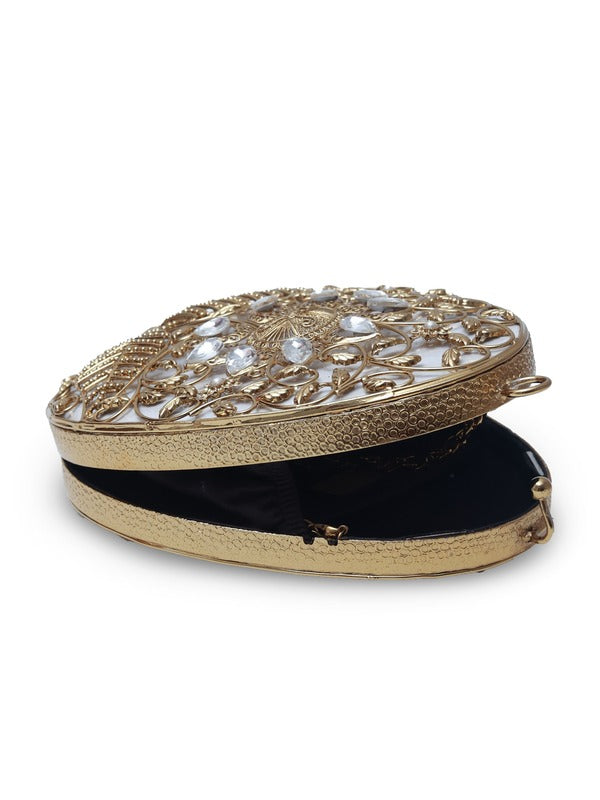 Mia Intricate Brass Clutch