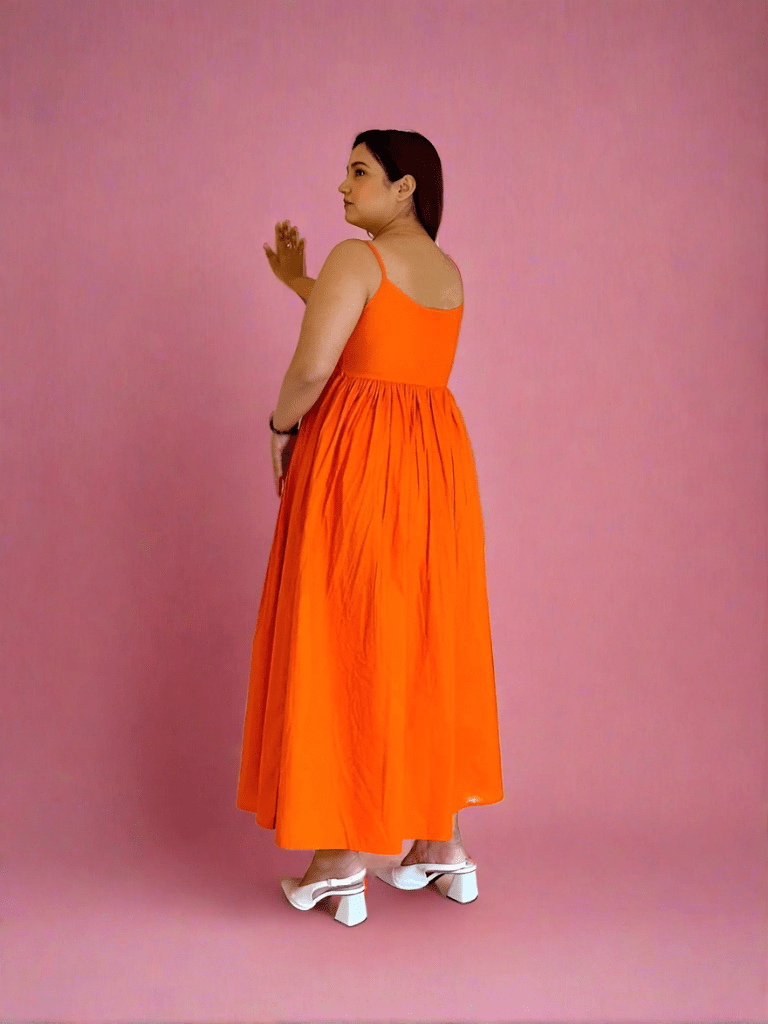 Melo Orange Cotton Dress