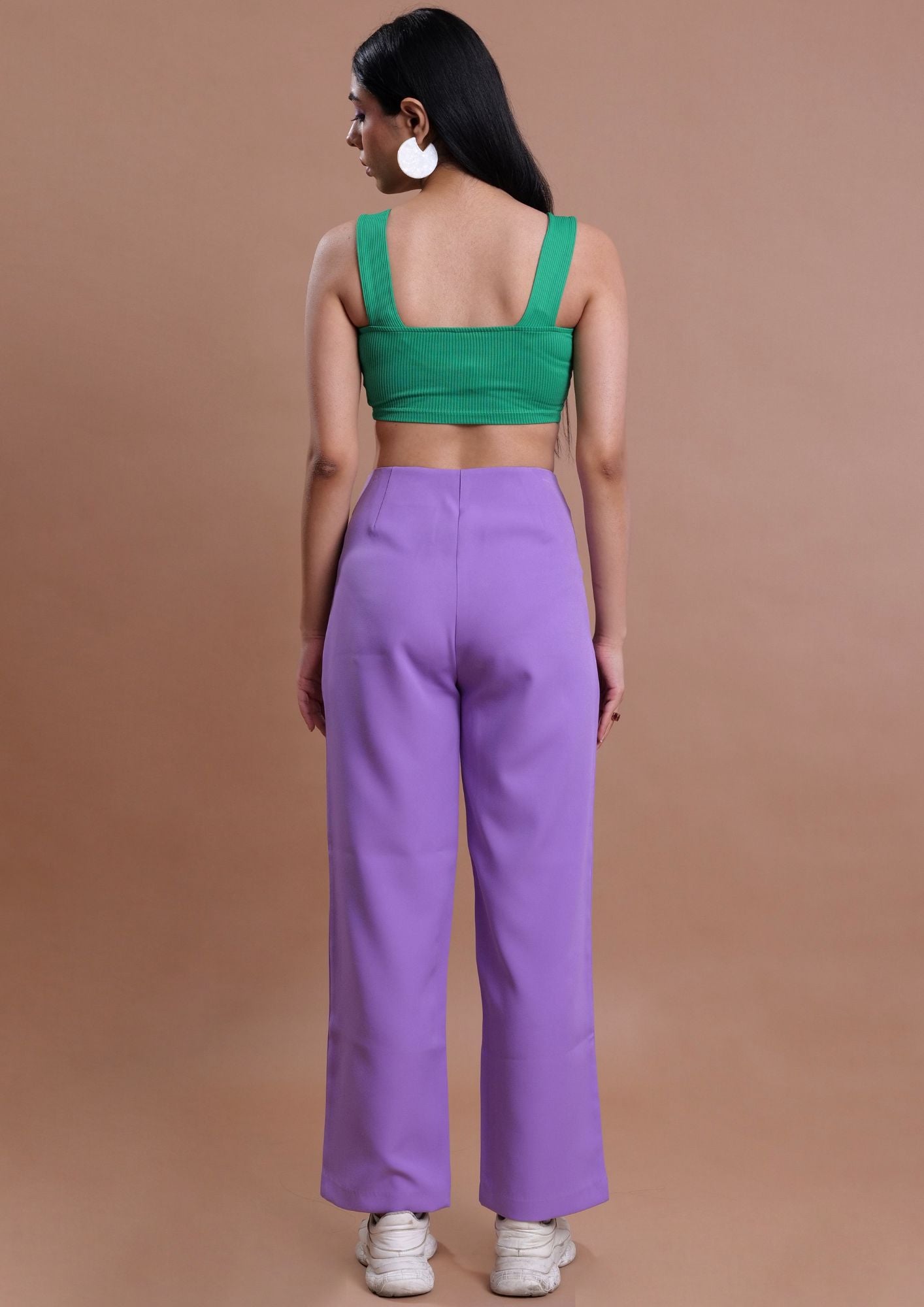 High Waist Straight Trousers With Front Pockets