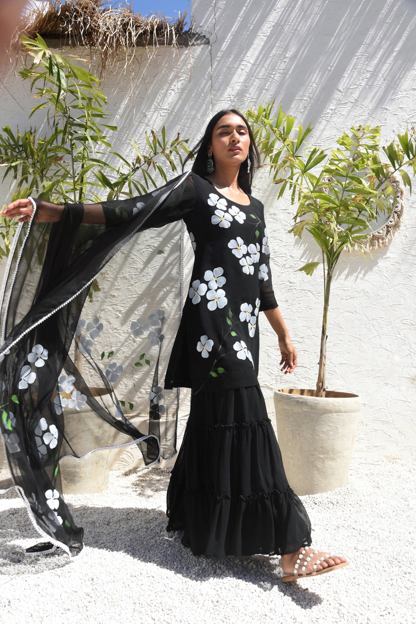 Dogwood Sharara Set in Black