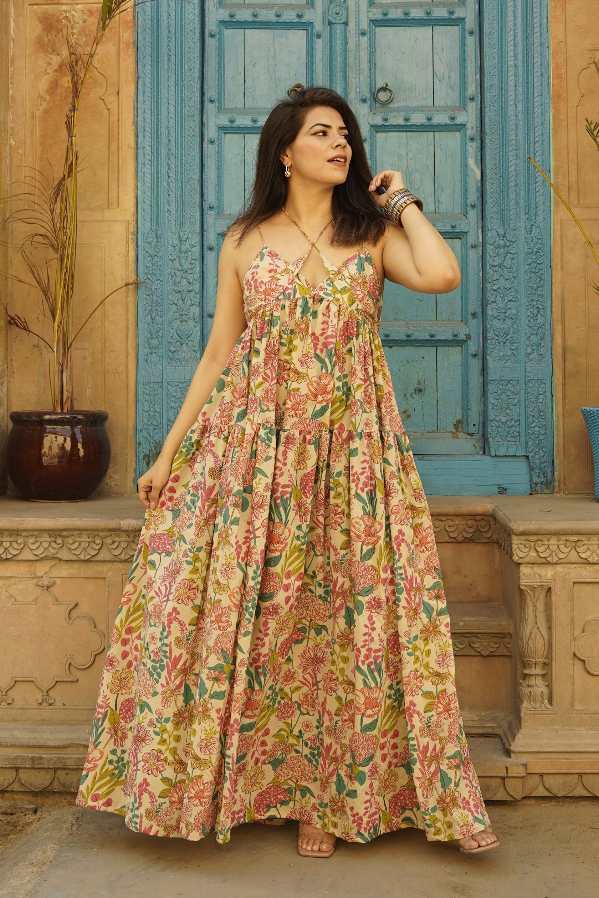 Printed Beach Maxi Dress - Main Image