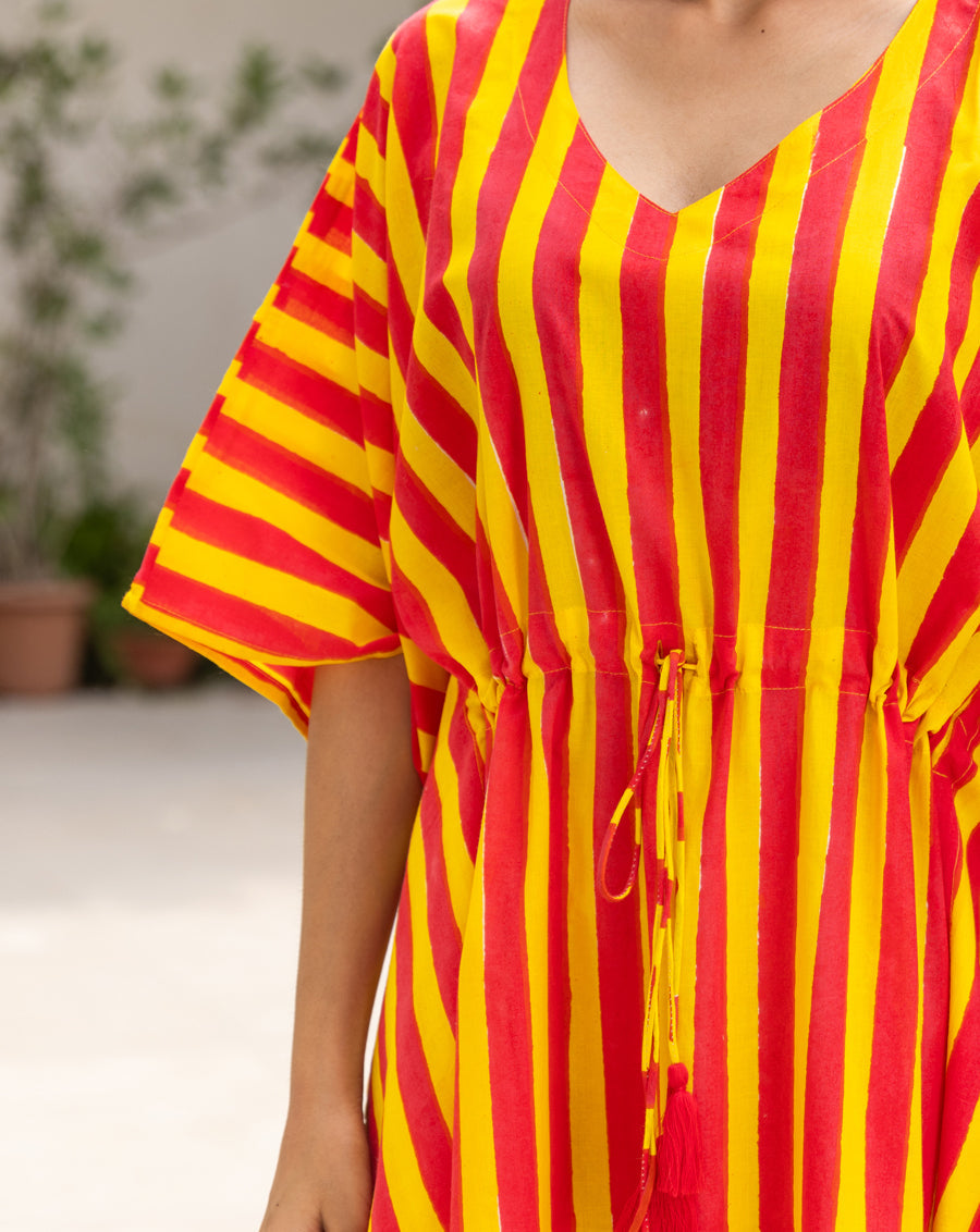 Bandstands Hand Block Printed Cotton Kaftan