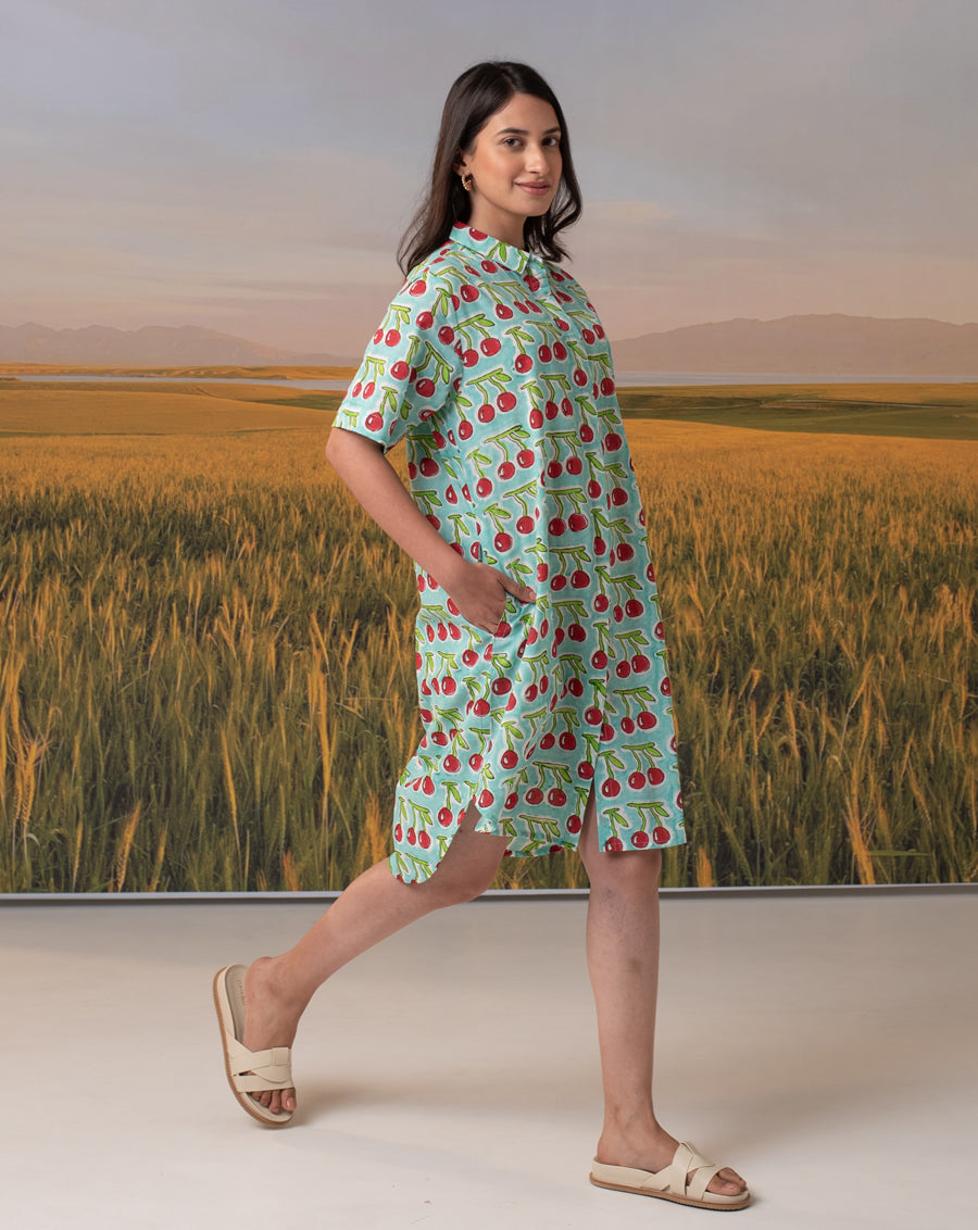 Cherries Short Shirt Dress