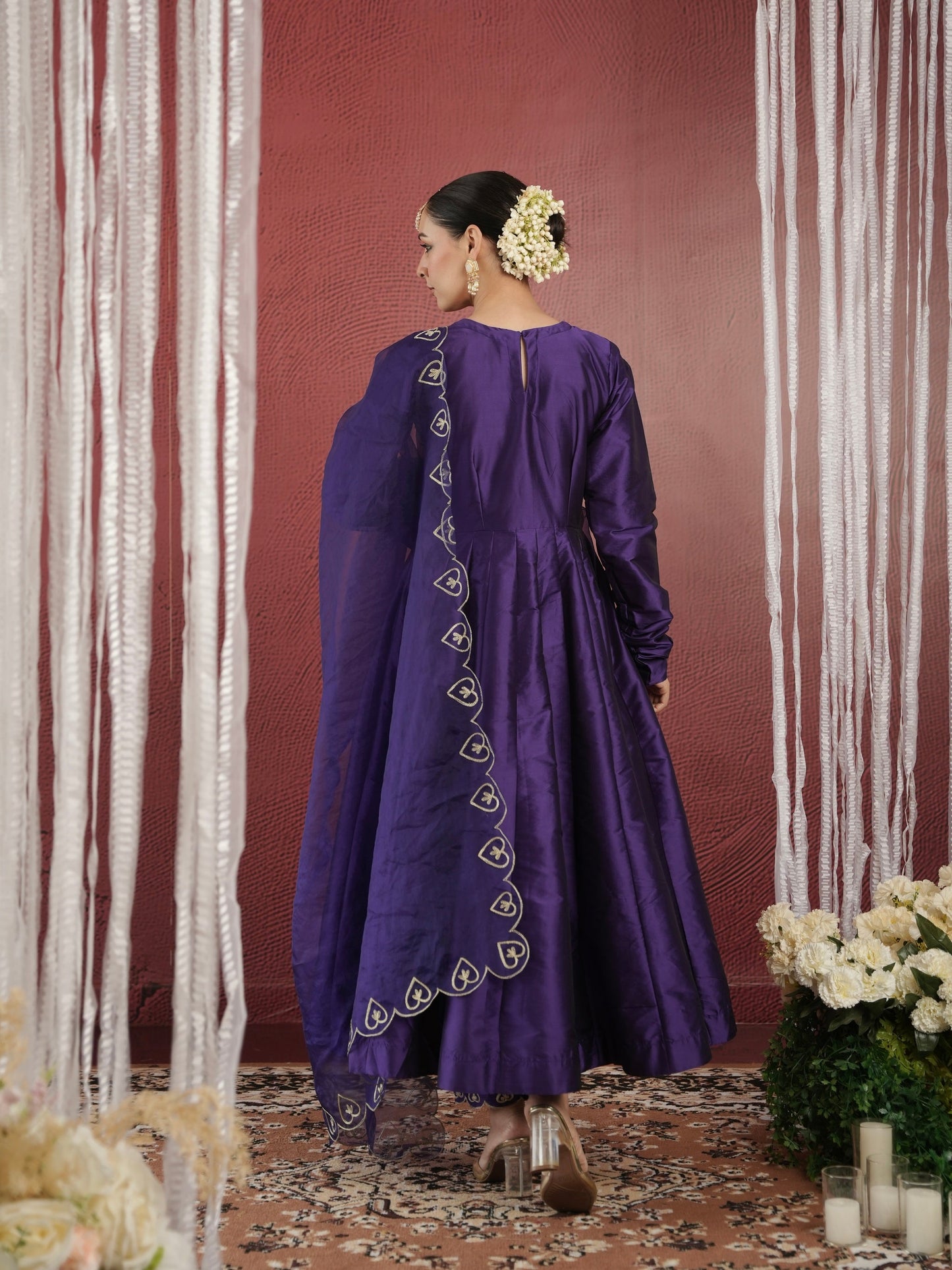 Chand Hand-dyed Purple Silk Aari Anarkali Set