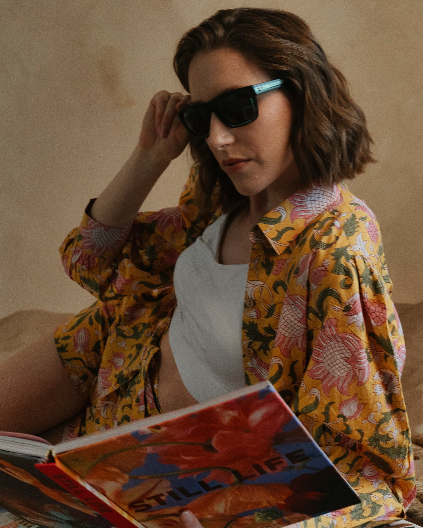 Yellow Print Shirt and Shorts Set