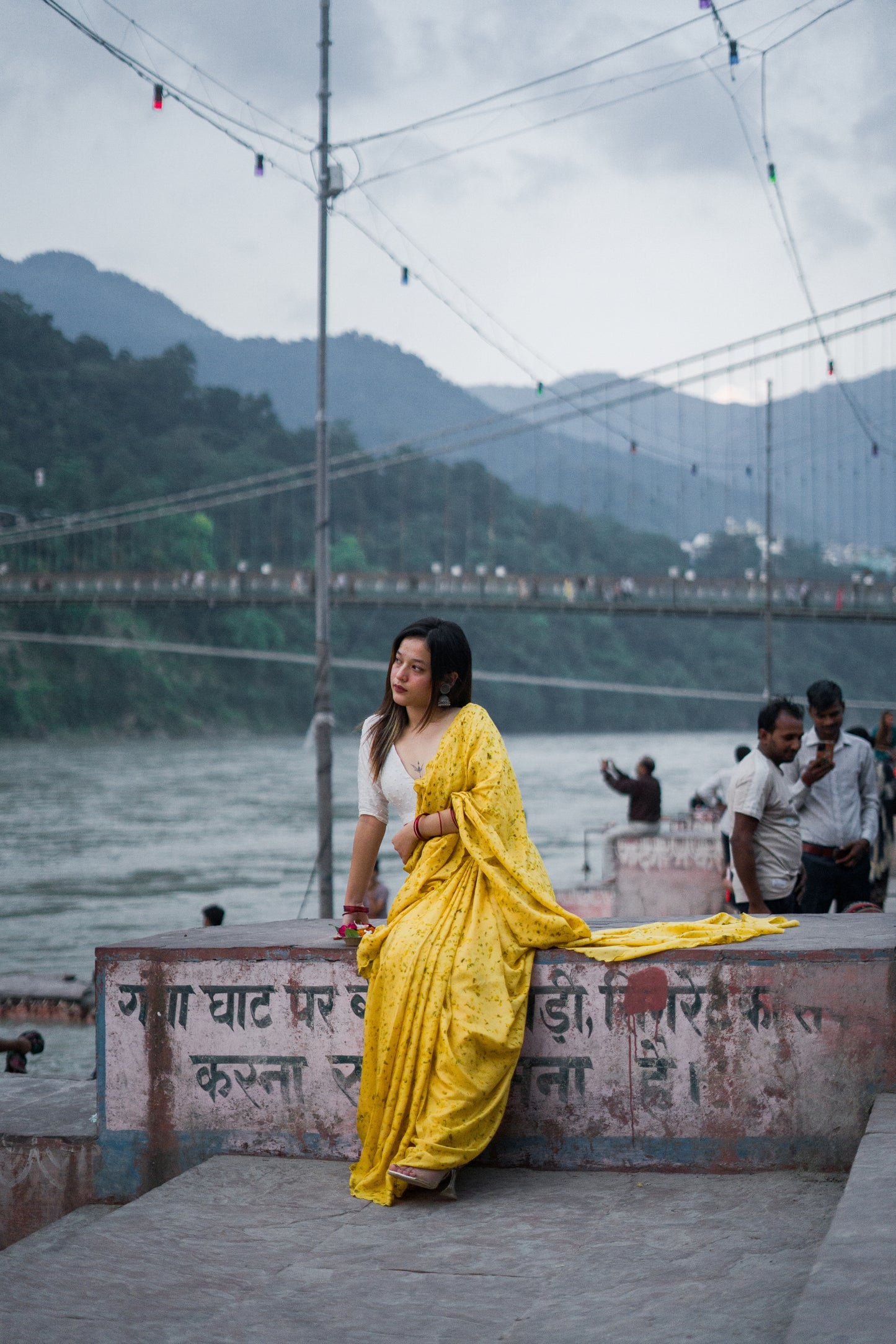 Natural Flower Dyed Genda Habutai Silk Saree