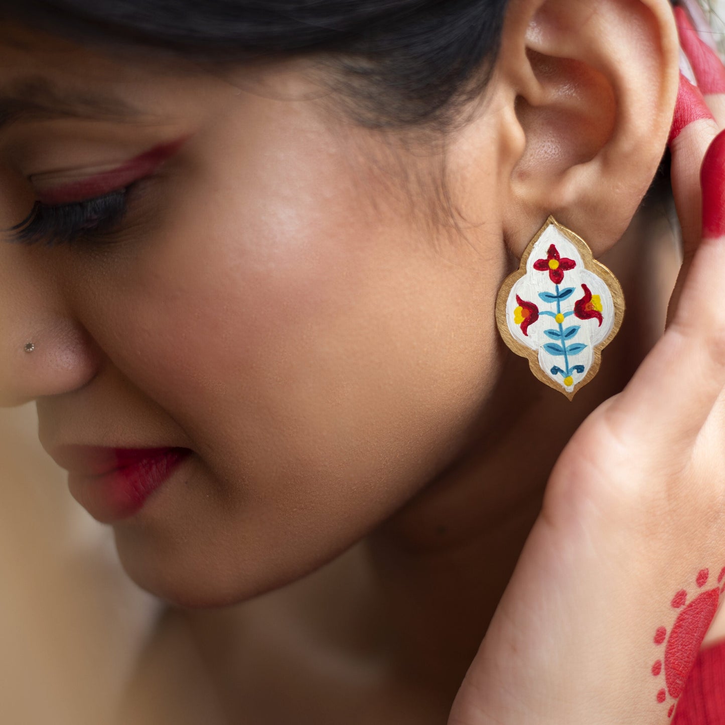 Amer Handpainted Brass Earrings