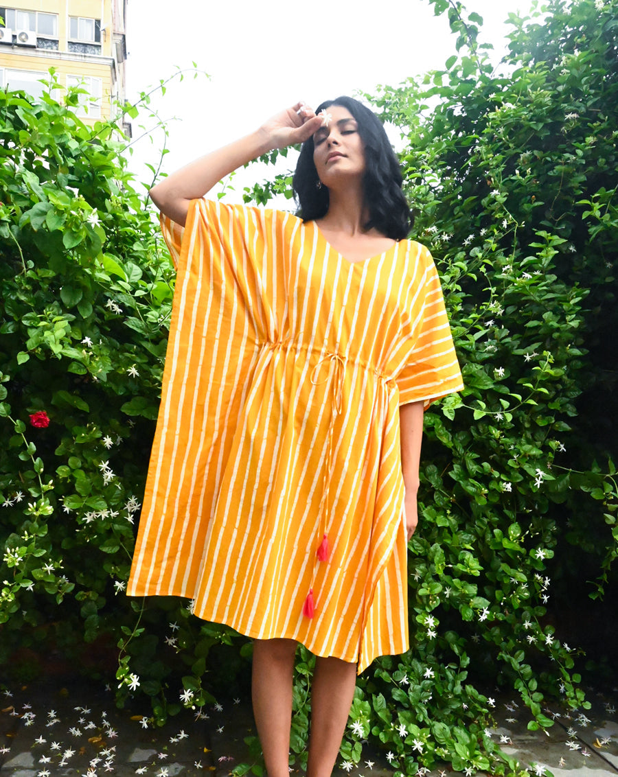 Dhaari Hand Block Printed Cotton Midi Kaftan