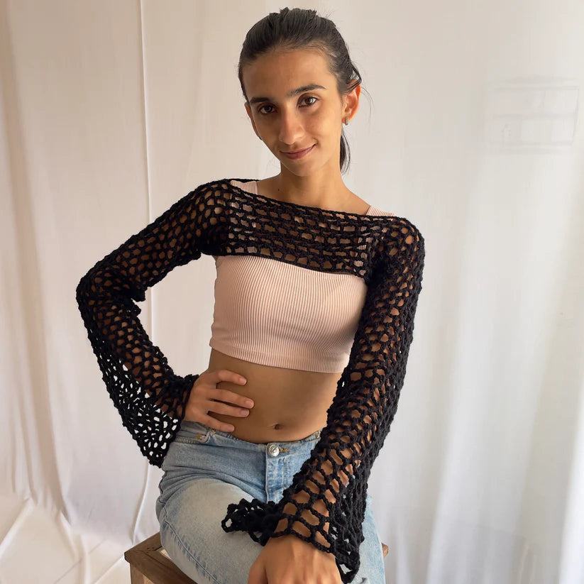 Crochet Sleeve Crochet Crop Top