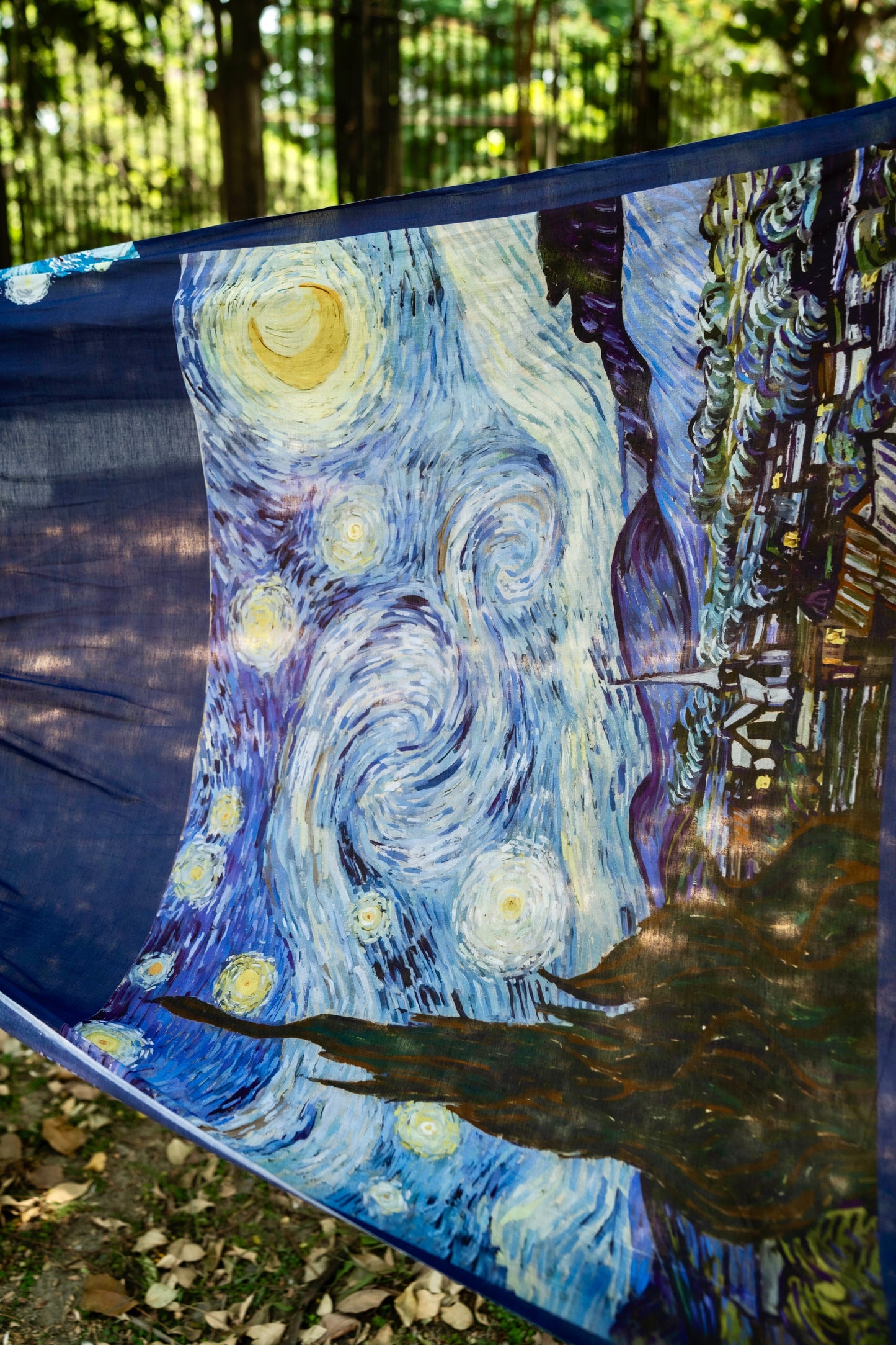 Van Gogh's Starry Night Mul Cotton Saree