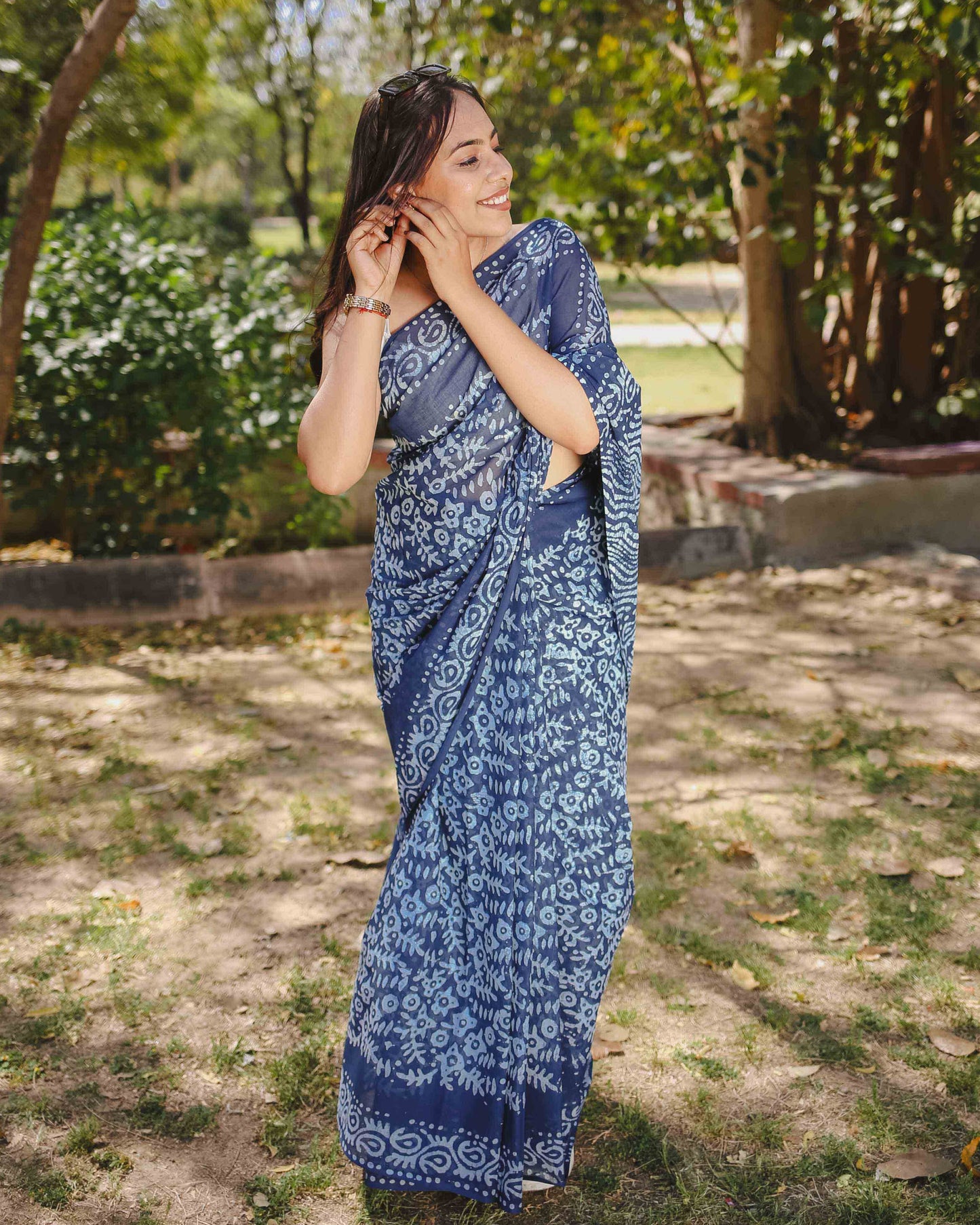 Midnight Blue - Batik Pure Mulmul Cotton Saree