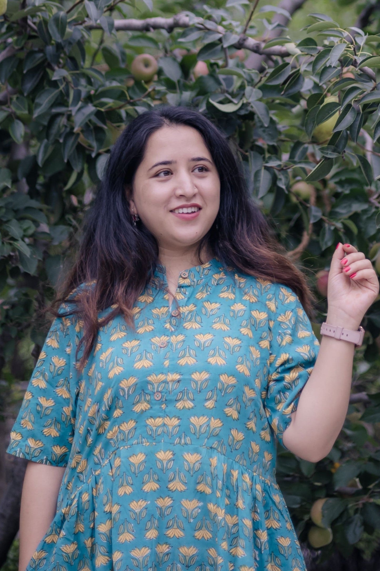 Krishi Sanganeri Handblock A-Line Long Kurta