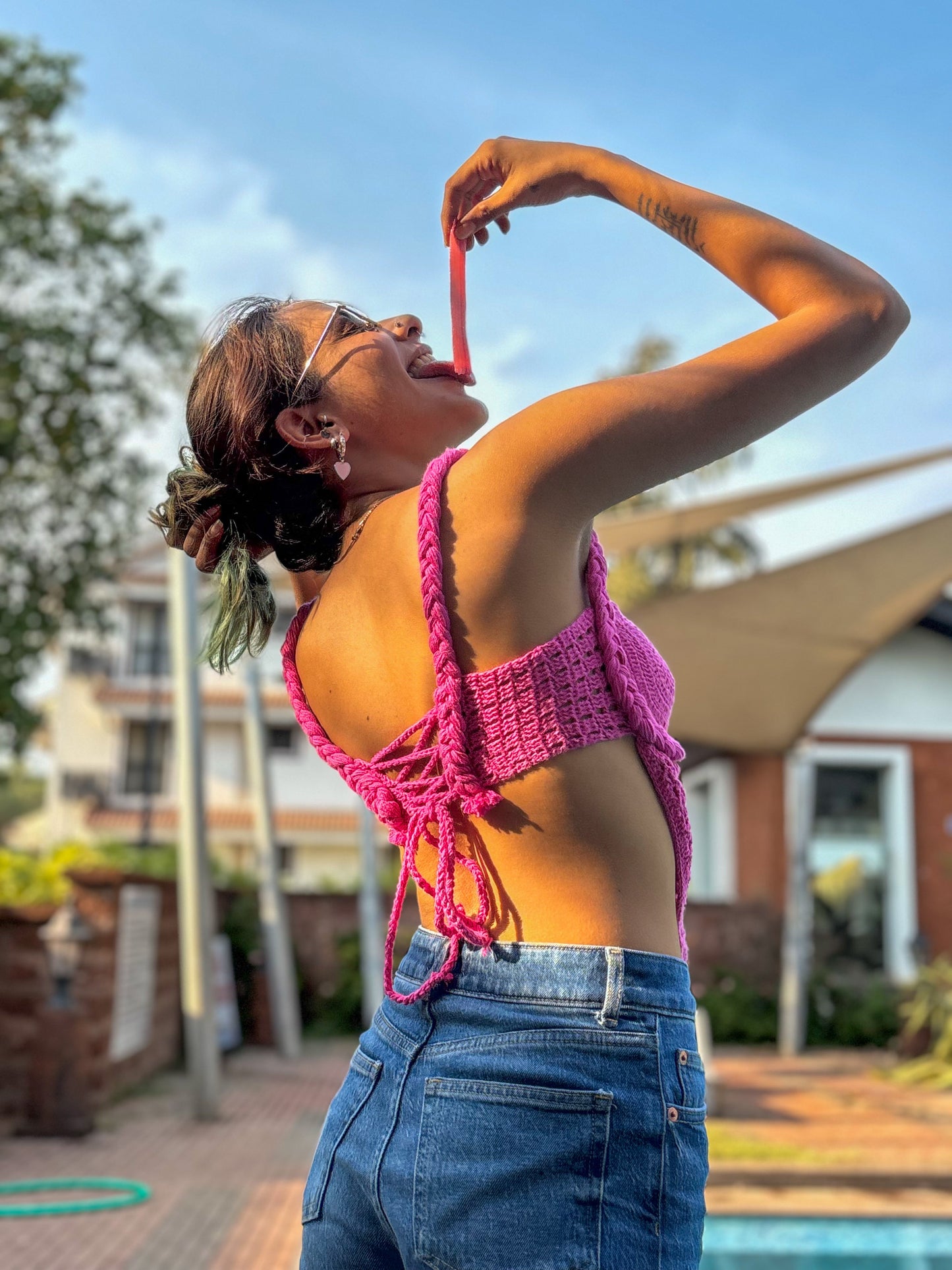 Pink Lotus Crochet Corset