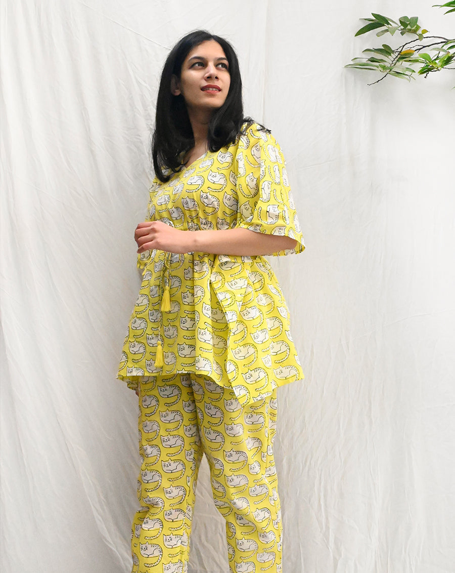 Meow Chill Jams Cotton Co-ord Set