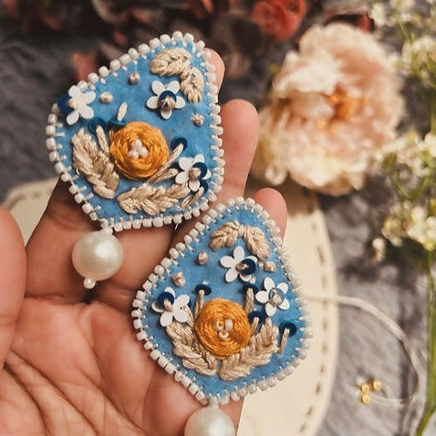 Embroidery Earrings Bead Earring Designs Handmade Mistic Dusk Hand