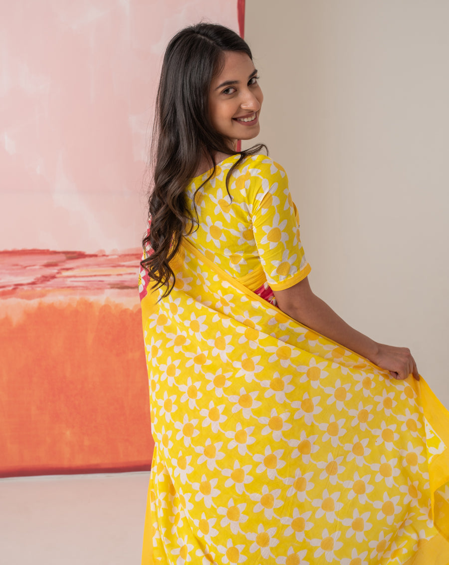 Sharmila's Daffodil Mul Cotton Saree