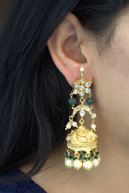 Polki Pearl Jhumkis
