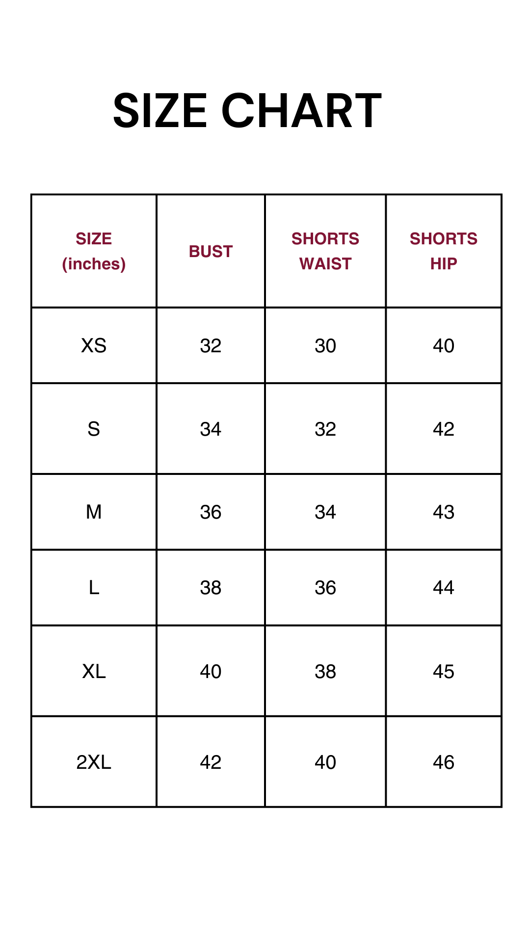 SHORTEES SIZE CHART (1)