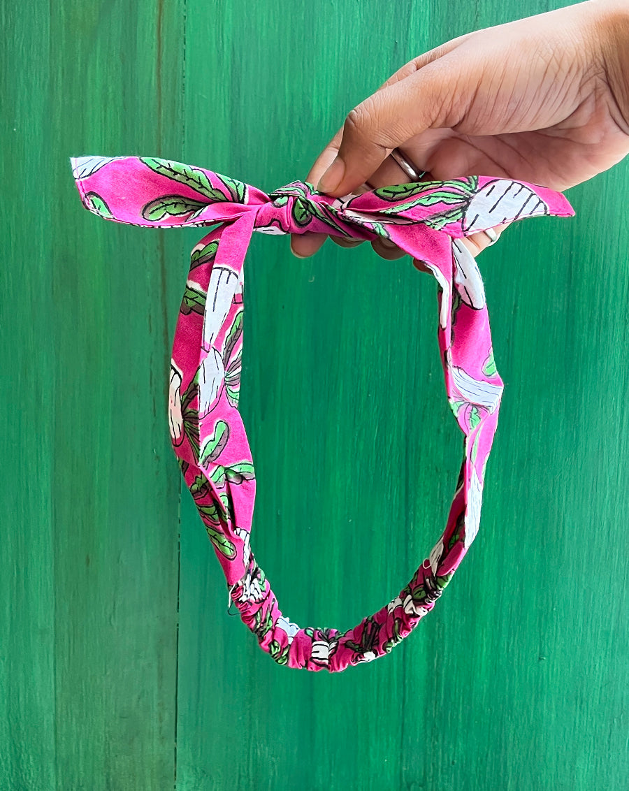 Agar Magar- Beet the Root - Set of 2 Handcrafted Cotton Bow Hairbands