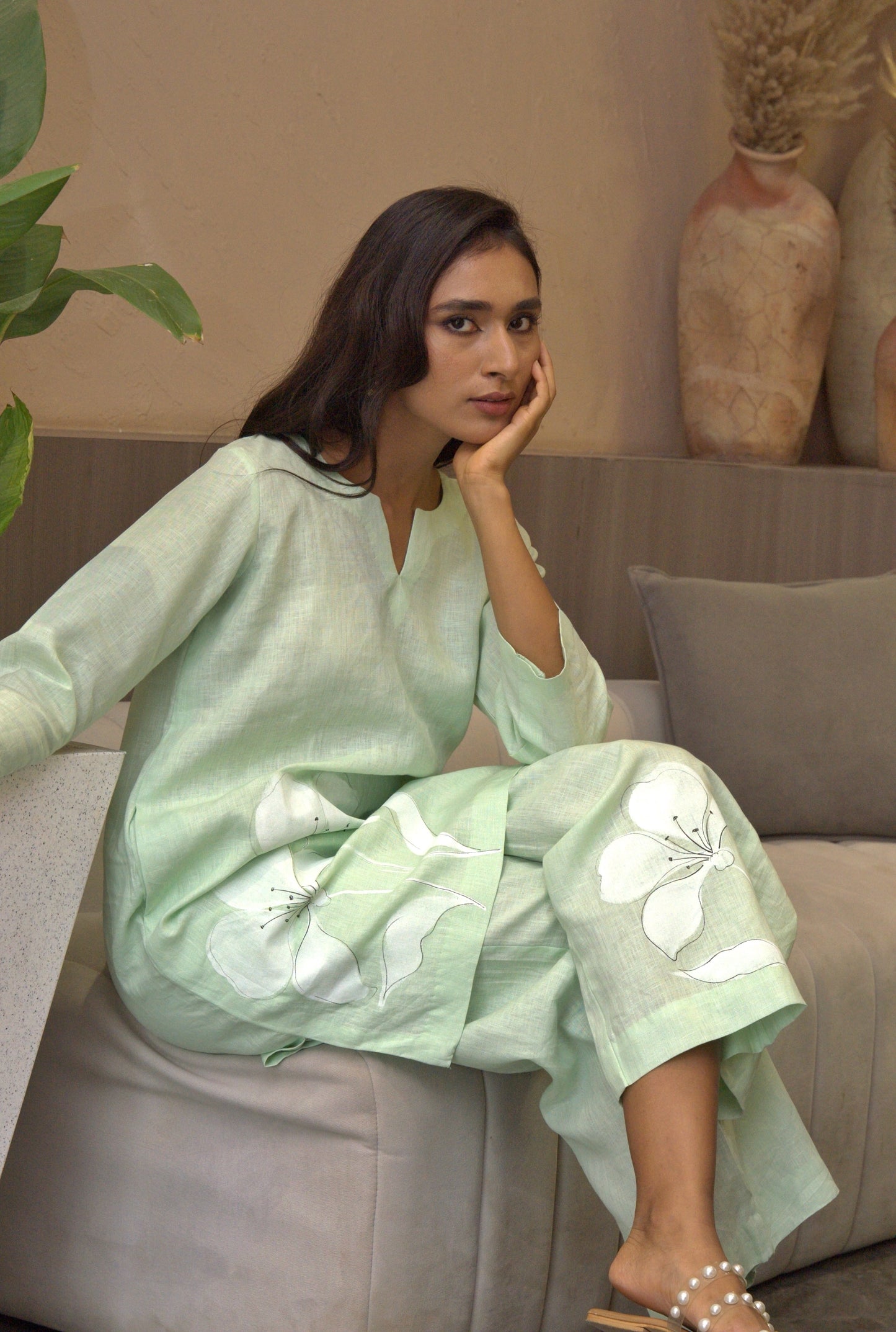 Hazel Kurta Set in Mint Green