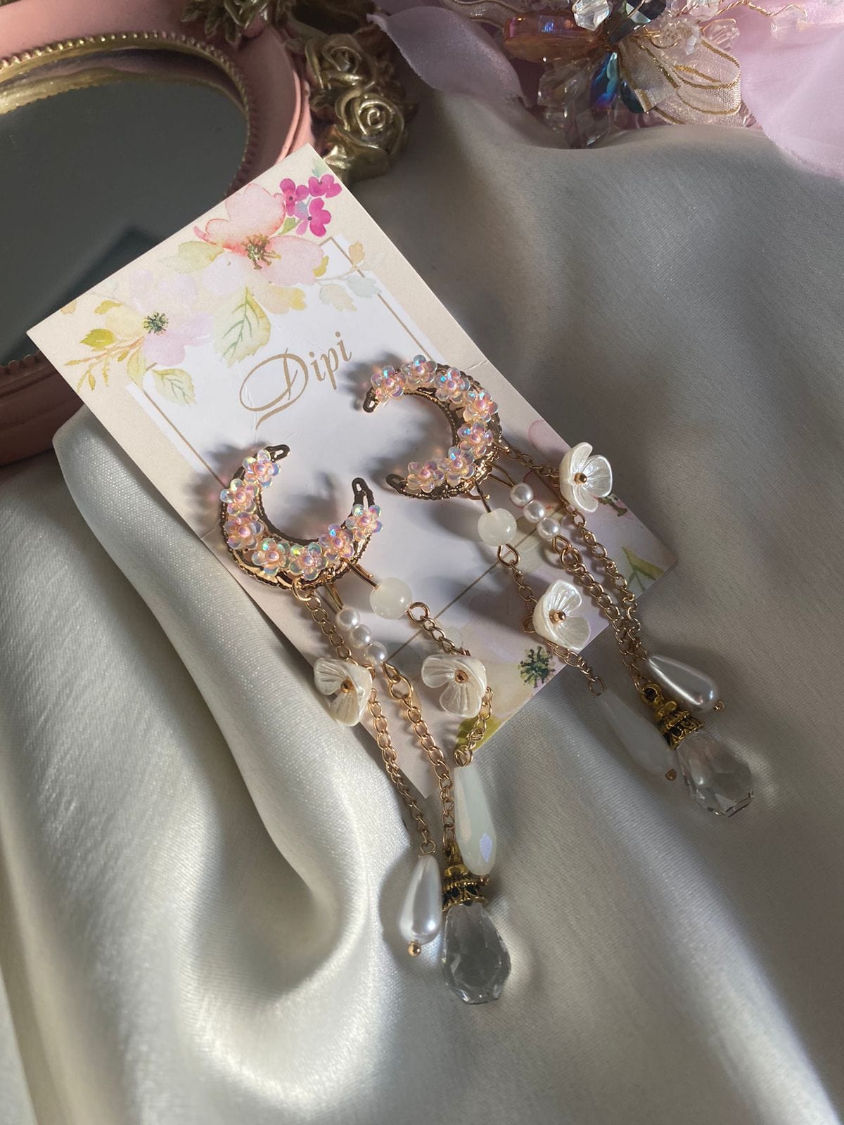 Moonlit Petal Cinderella Earrings