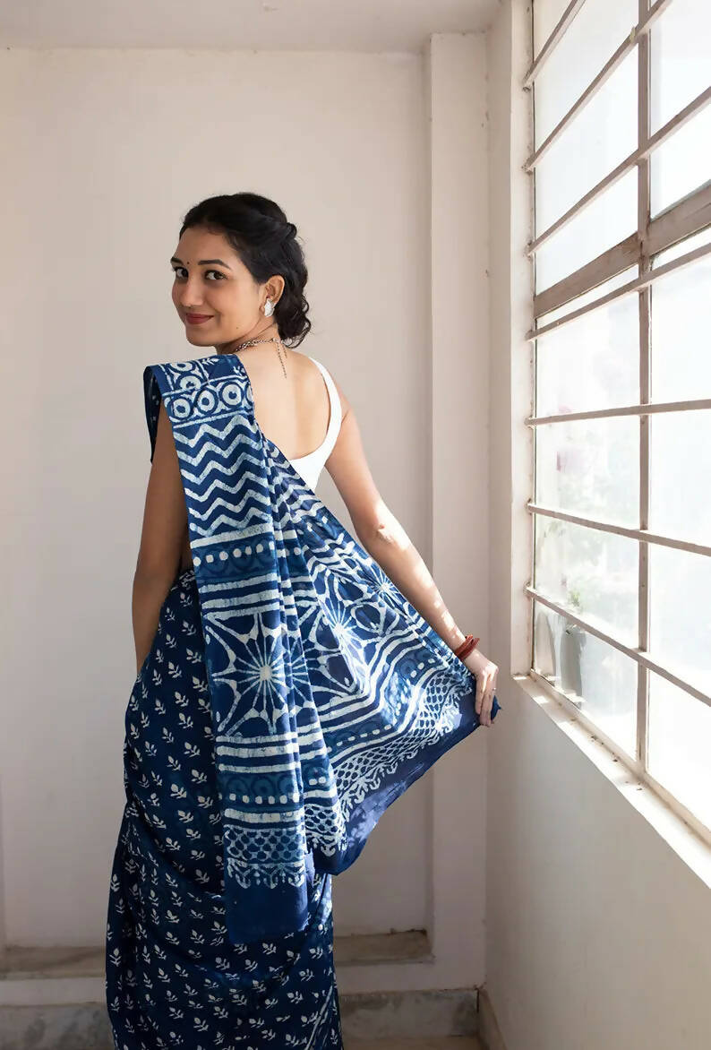 Bombay Indigo Hand Block Saree