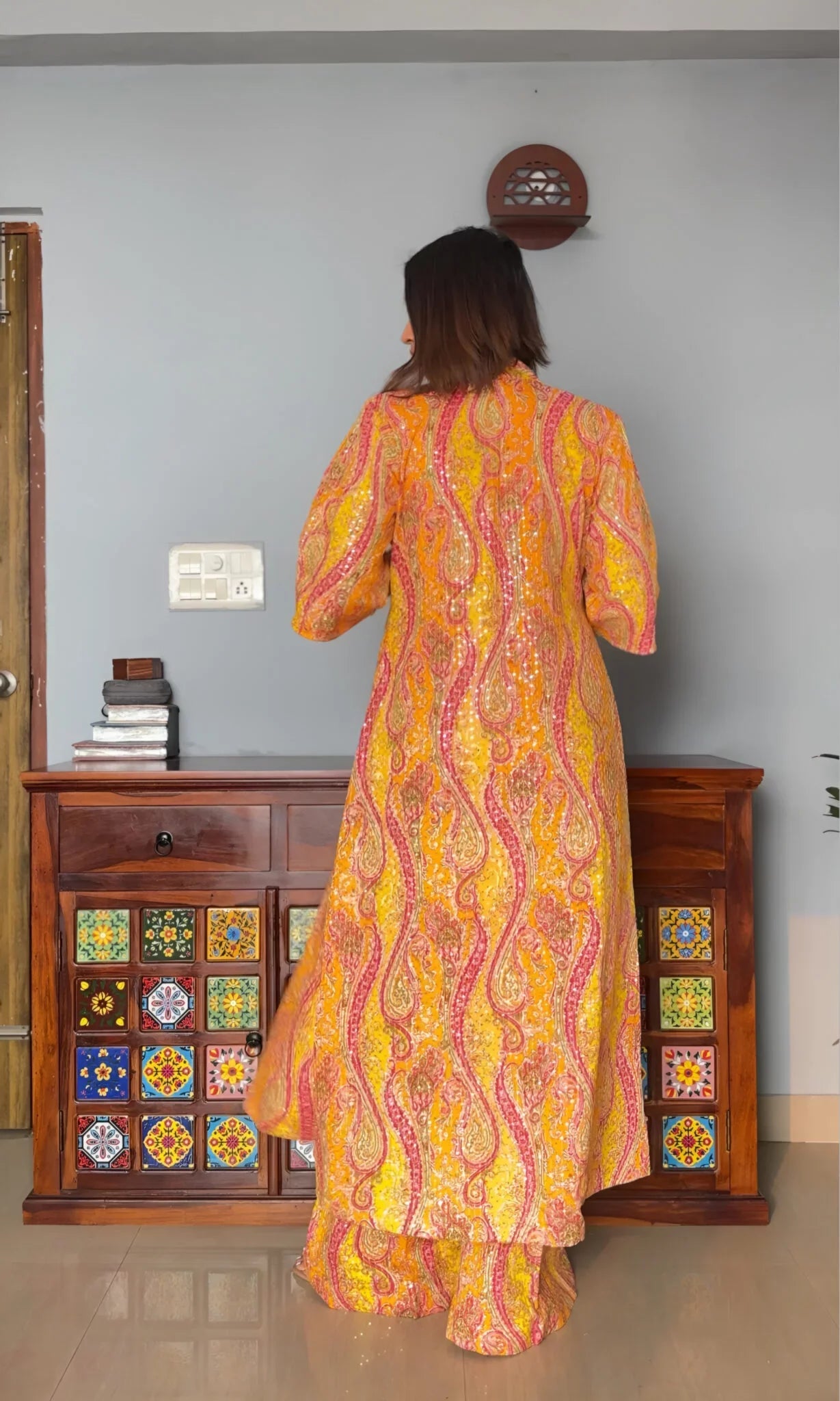 Haldi Boho Co-Ord Set With Long Jacket
