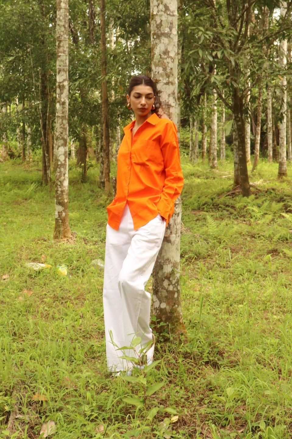 Orange Shirt With White Pants