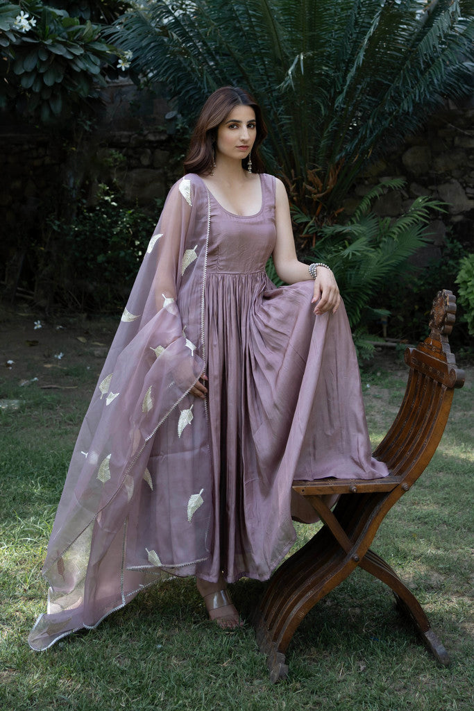 Elderberry Silk Anarkali Suit Set