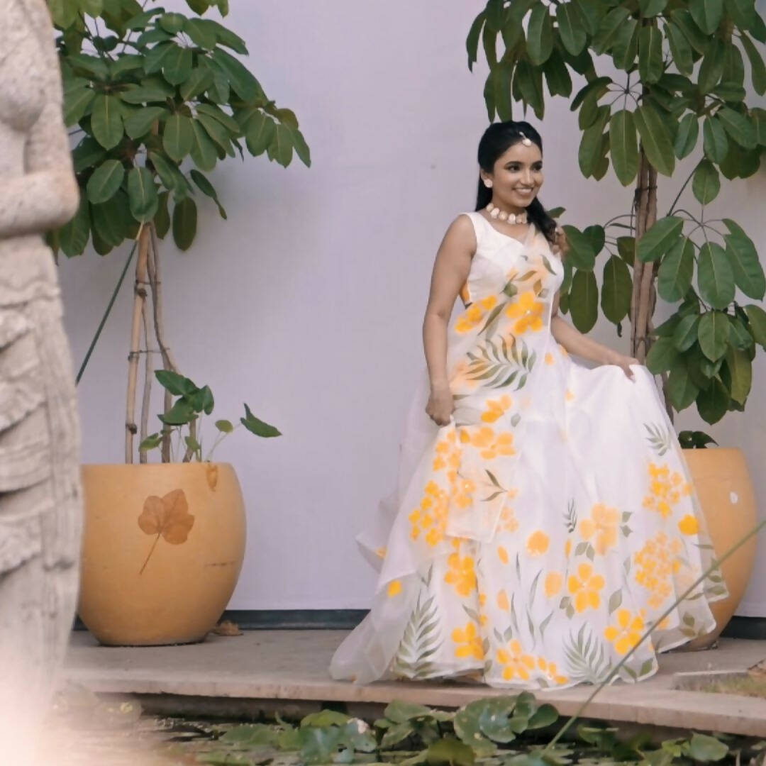 Haridra Hand Painted Floral Lehenga