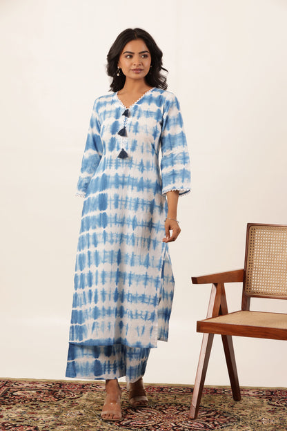 Blue Moon Shibori Kurti Pallazo Set