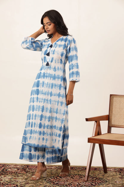 Blue Moon Shibori Kurti Pallazo Set