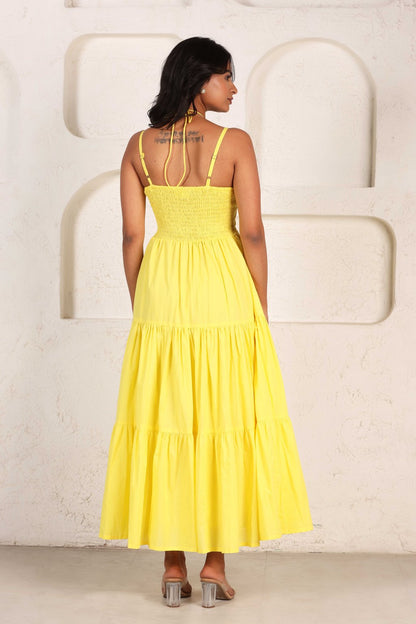 Lime Yellow Maxi Tiered Dress