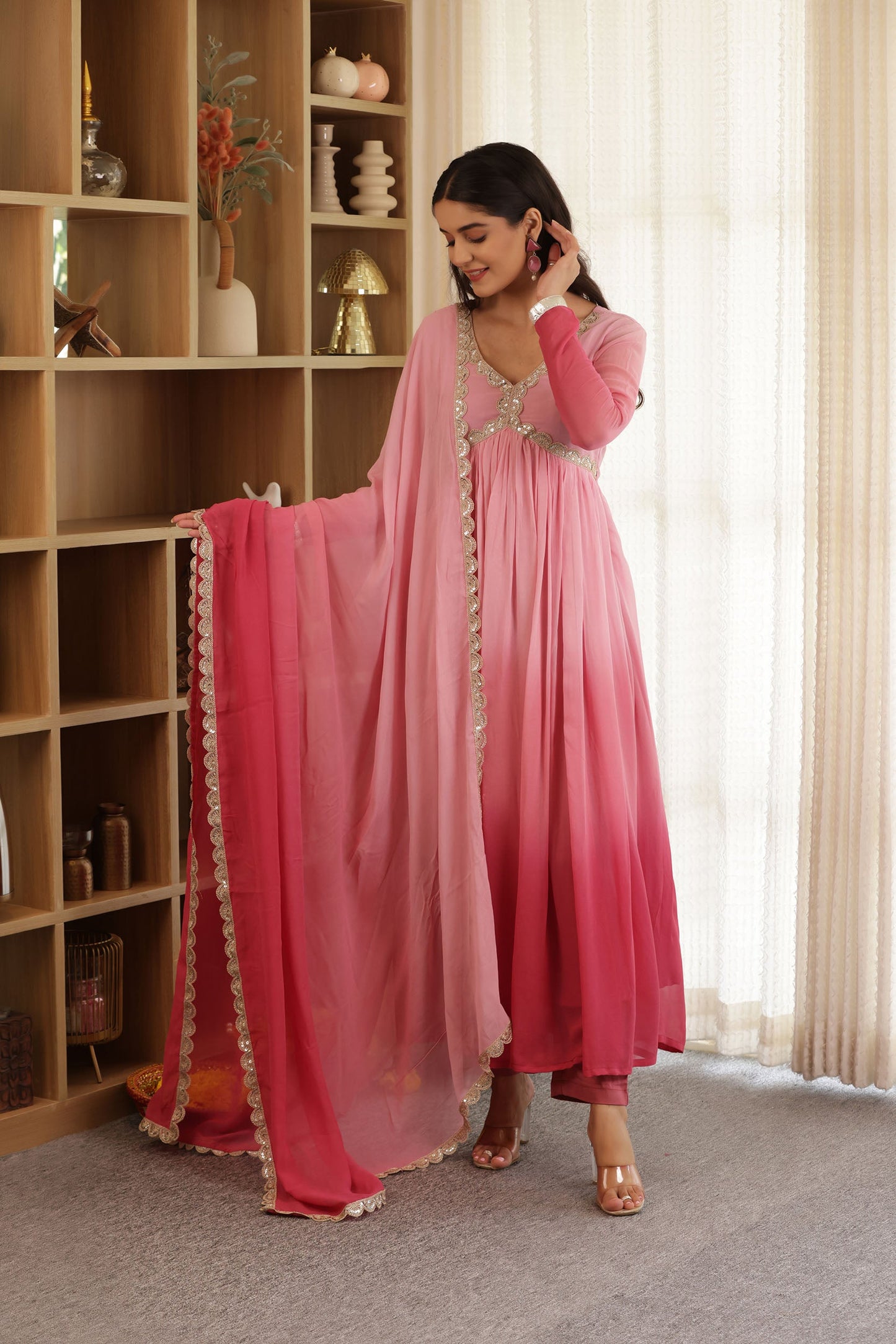 Pink Lady Georgette Suit Set