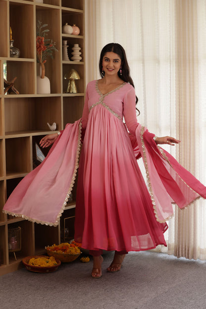 Pink Lady Georgette Suit Set