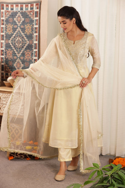 Jhilmil Kalidar Silk Suit Set