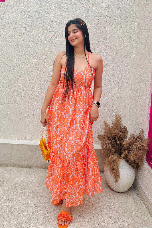 Apricot Aura Georgette Maxi Dress