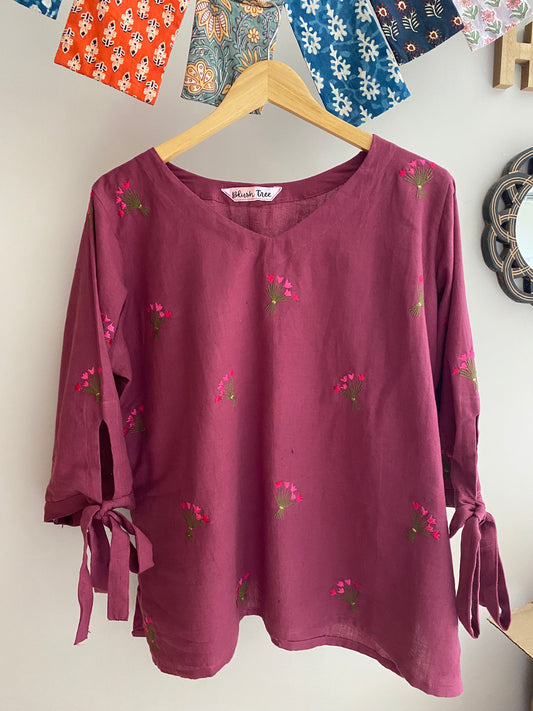Dusk Blossoms Embroidered Top