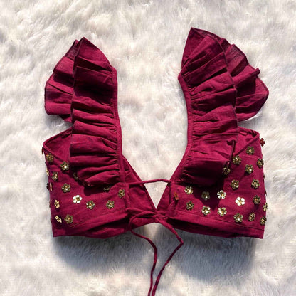 Halter Neck Floral Sequin Handwork Bralette