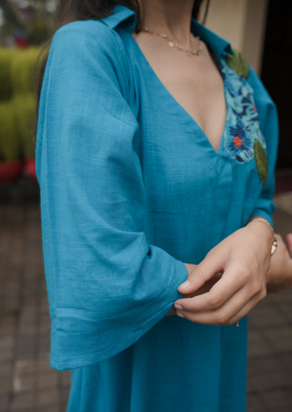 Breezy Bloom Embroidered Cotton Dress