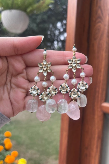 Rose Quartz Danglers