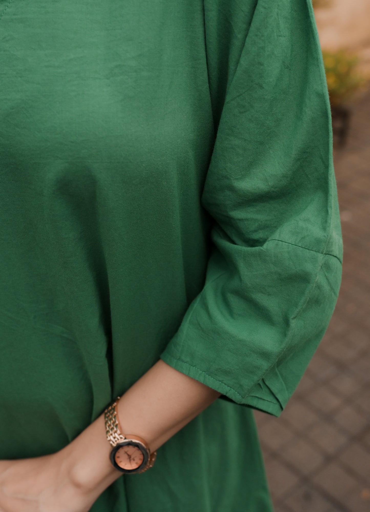 Meadow Charm Embroidered Green Cotton Dress