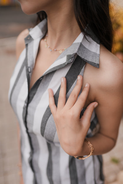 Striped Sleeveless Cotton Top