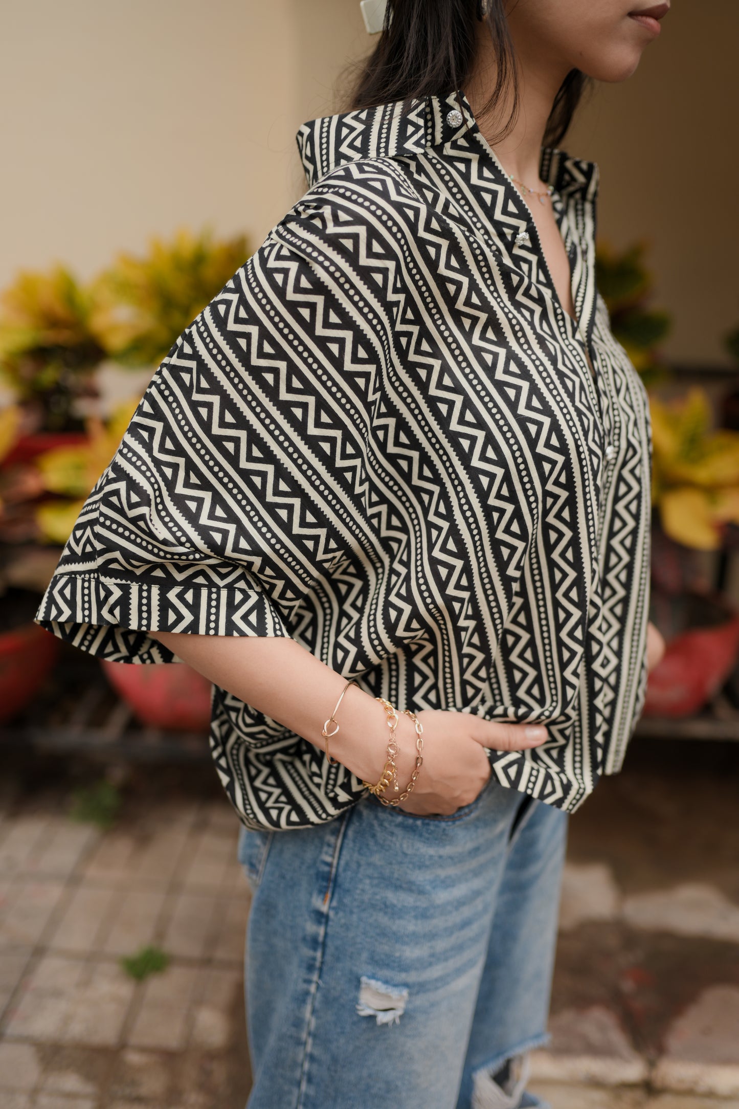 Geomatric Print Relaxed Shirt