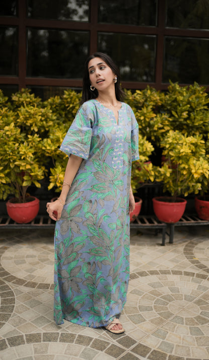 Misty Leaf Cotton Kafty