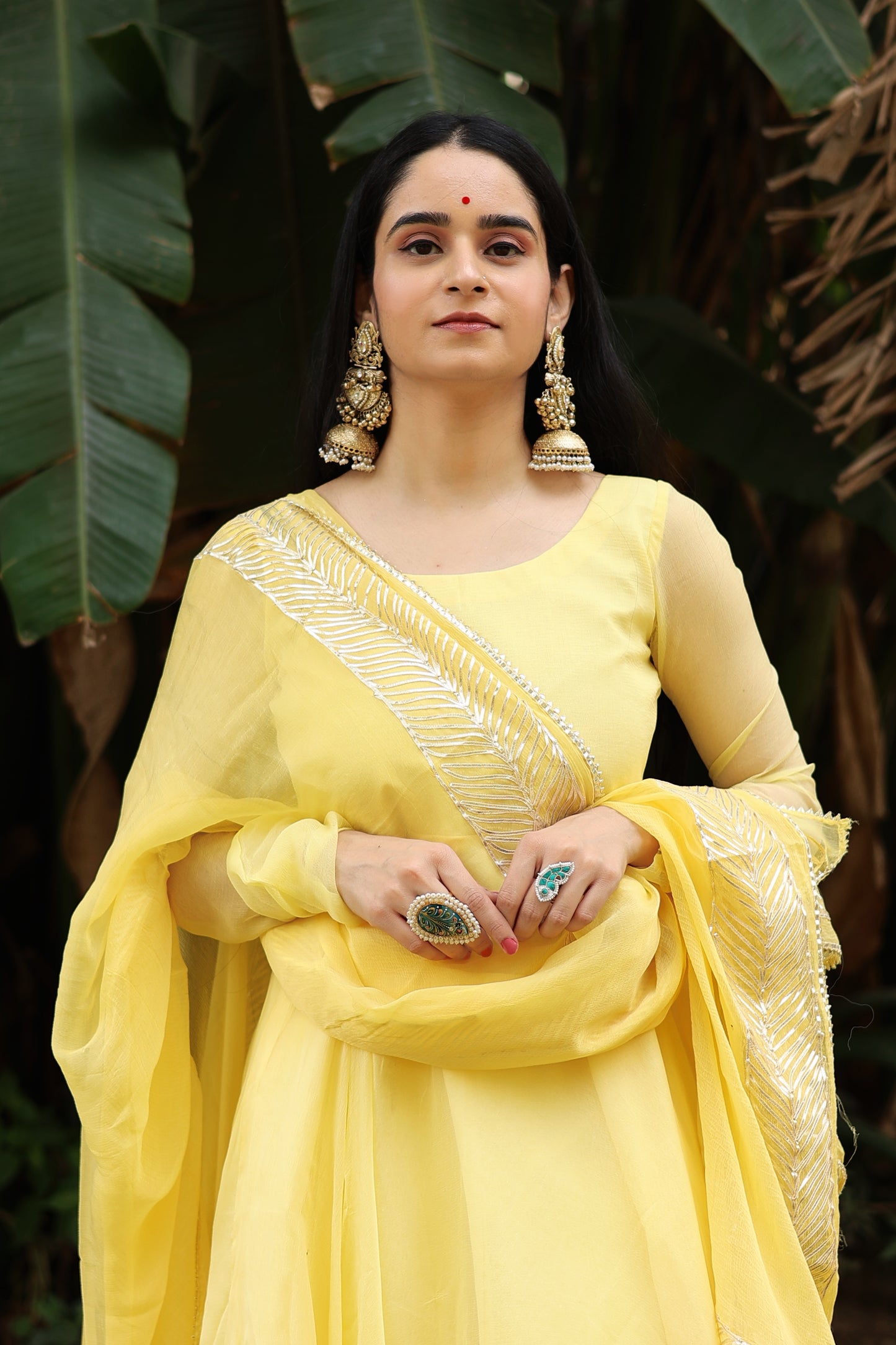 Vaniki Yellow Chiffon Anarkali Set