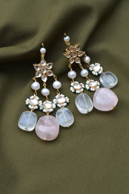 Rose Quartz Danglers