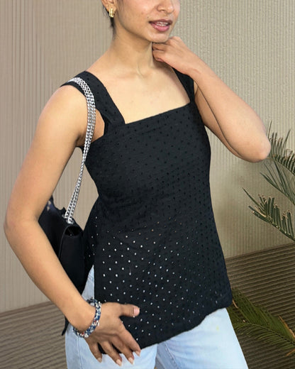 Schiffli Cotton Short Kurti